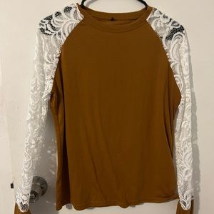 Camel & Lace Top